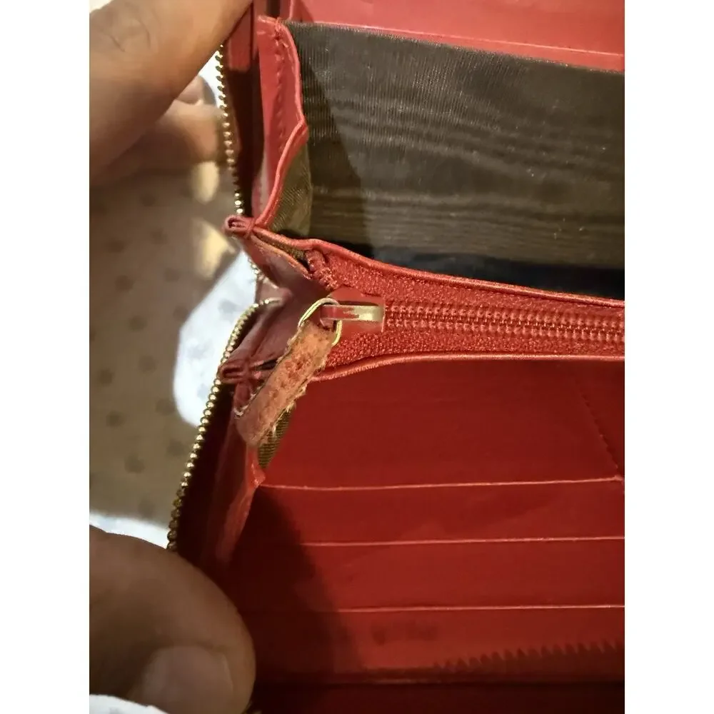 GUCCI Beige/Red GG Canvas w/Rainbow/Love Patch Zip Around Wallet